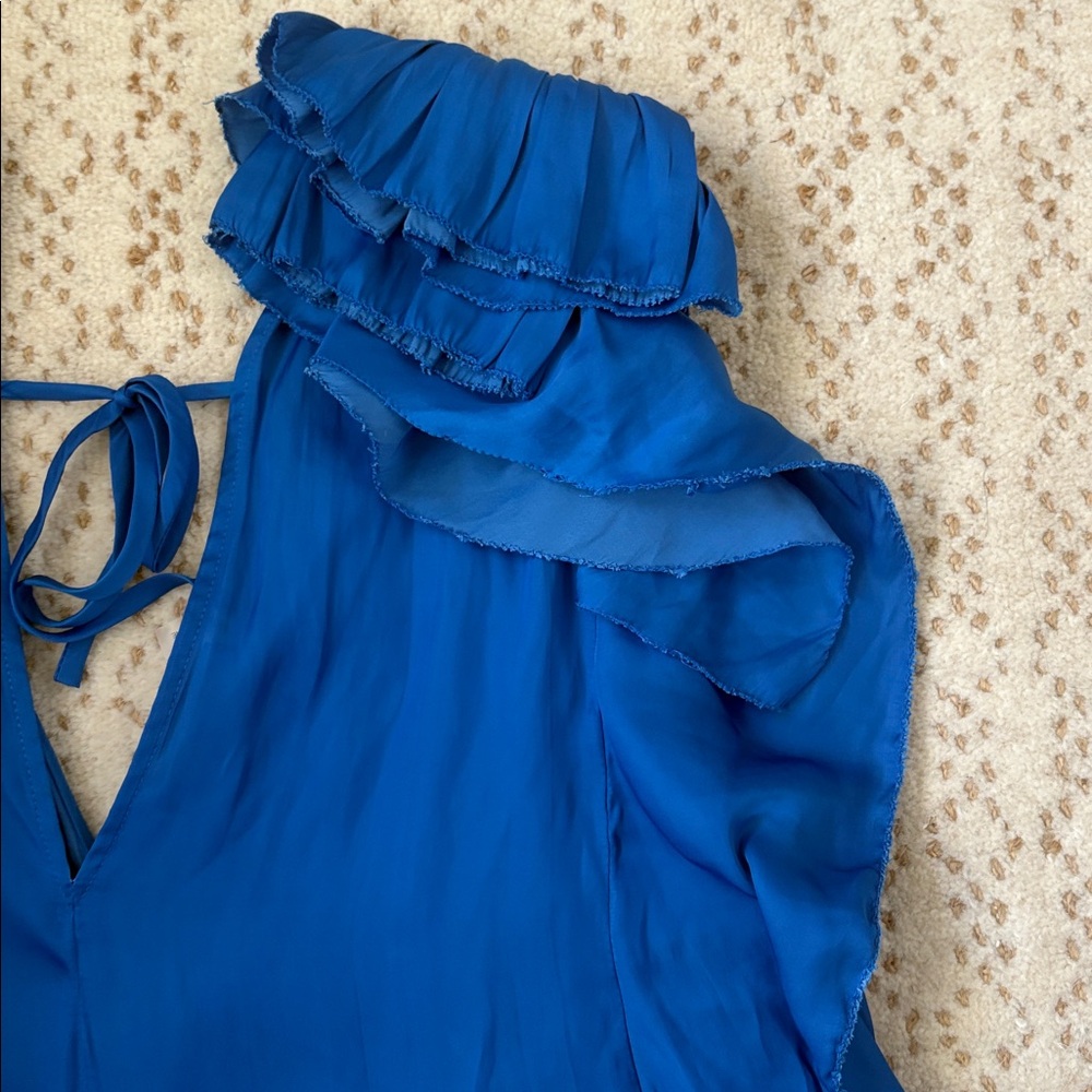 Ramy Brook Kaisley V-Neck Midi Dress Blue Size Small - Picture 8 of 9